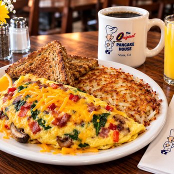 The Original Pancake House - Start your morning with a hearty omelet packed with fresh ingredients and melted cheese, served with crispy hash browns and toast. Pair it w - Pancakes Near Me - Vista, California The Original Pancake House - Start your morning with a hearty omelet packed with fresh ingredients and melted cheese, served with crispy hash browns and toast. Pair it w - Pancakes Near Me - Vista, California