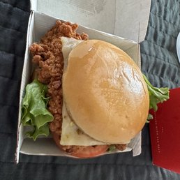 Spicy Deluxe Sandwich with Pepper Jack cheese.
