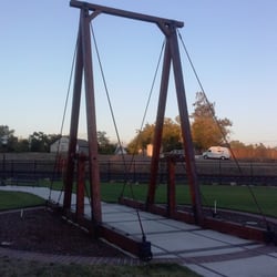 Sculpural representation of the railroad turntable that was once located here.
