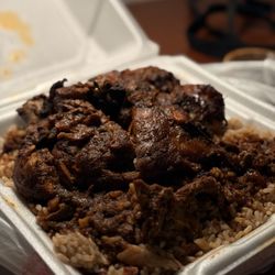 Bull Top Taste Restaurant - Jerk Chicken with rice.
