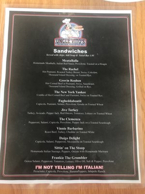 Menu photo 3 Uncle Vito’s Deli Newcastle, WY Menu photo 3 Uncle Vito’s Deli Newcastle, WY