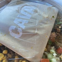 Regular chicken, with cucumber and tomato blended, corn salsa over rice. Regular chicken, with cucumber and tomato blended, corn salsa over rice.