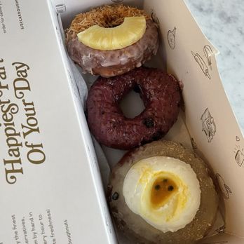 Sidecar Doughnuts & Coffee - Passion Fruit Pavlova, Huckleberry, pina colada - Donuts Near Me - Costa Mesa, California Sidecar Doughnuts & Coffee - Passion Fruit Pavlova, Huckleberry, pina colada - Donuts Near Me - Costa Mesa, California