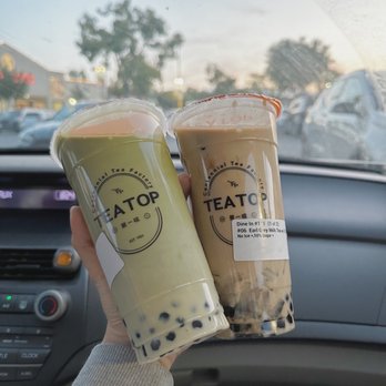 Tea Top - 55. Pearl Matcha Latte, 6. Earl Grey Milk Tea w/ 3Q - Coffee & Tea Near Me - San Jose, California