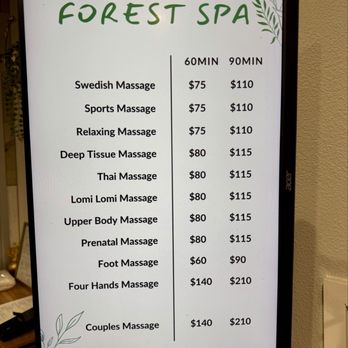 Forest Spa - Menu - Massage Therapy Near Me - Poway, California Forest Spa - Menu - Massage Therapy Near Me - Poway, California