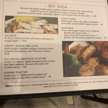Pullmans At Trolley Square - Dinner menu seafood section - American Near Me - Appleton, Wisconsin Pullmans At Trolley Square - Dinner menu seafood section - American Near Me - Appleton, Wisconsin
