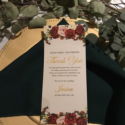 Lovely thank you place cards made for my cousins bridal shower. They were perfect I loved them!