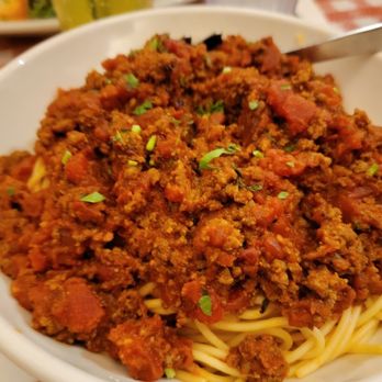 Buca di Beppo Italian Restaurant - Generous bowl of spaghetti with meat sauce. - Italian Near Me - Universal City, California