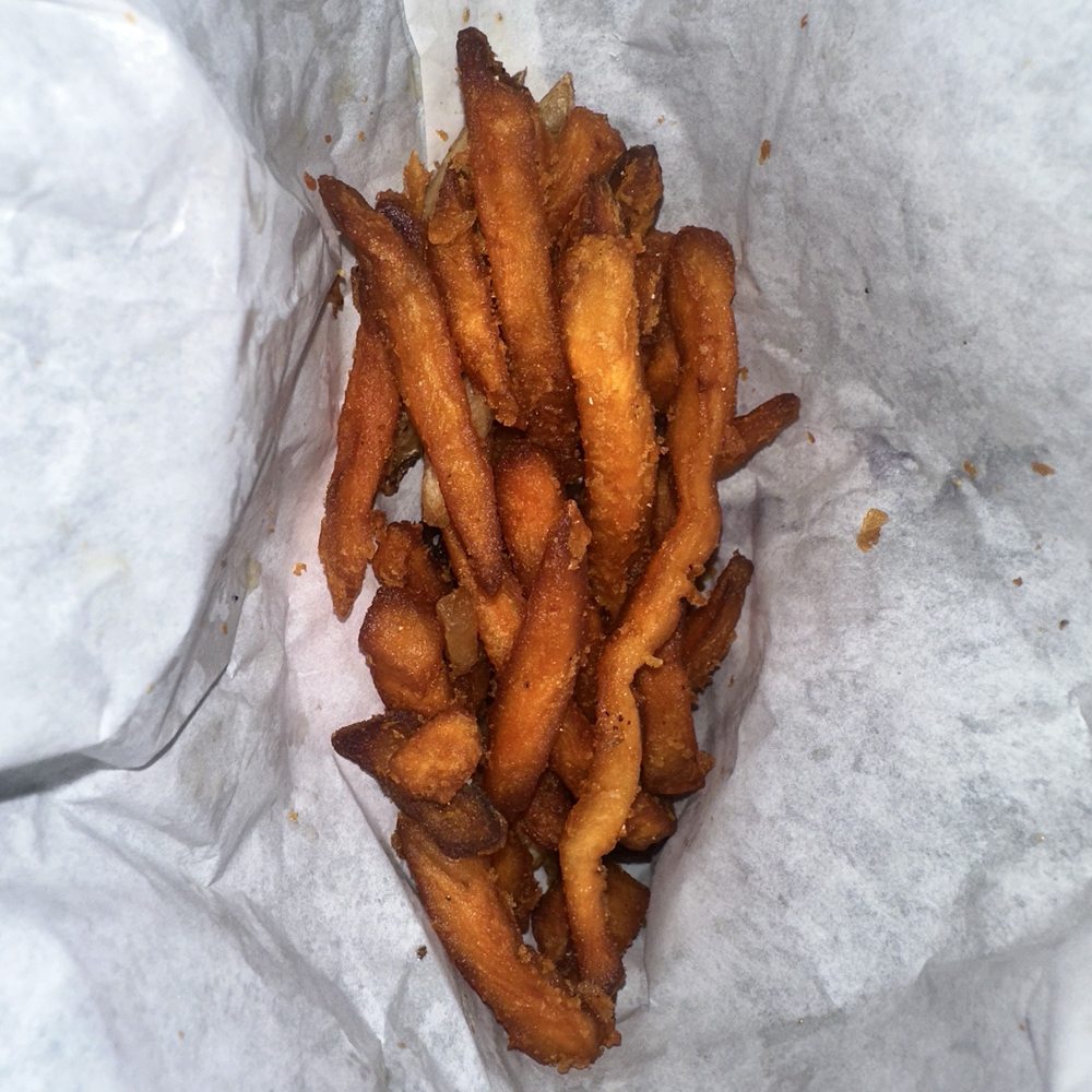 Village Burger Bar - Sweet Potato Fries half eaten lol! - Burgers Near Me - Plano, Texas Village Burger Bar - Sweet Potato Fries half eaten lol! - Burgers Near Me - Plano, Texas