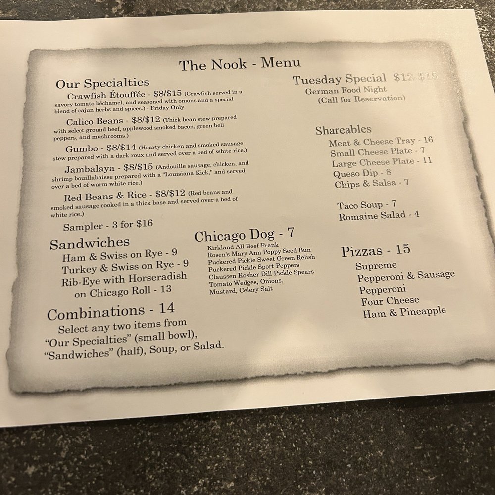 The Nook - Food menu - Pubs Near Me - Huntsville, Alabama The Nook - Food menu - Pubs Near Me - Huntsville, Alabama