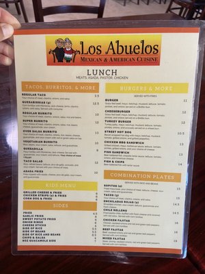 Menu photo 3 Los Abuelos Napa, CA