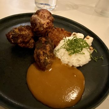 Tenant Restaurant - 5th course Chicken wings with jasmine rice, fried eggplant and roasted red pepper sauce - New American Near Me - Minneapolis, Minnesota