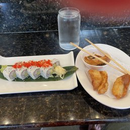 California Roll, Fried Shrimp Dumplings, Diet Coke $29 plus tip lunch Very good and appeared clean. California Roll, Fried Shrimp Dumplings, Diet Coke $29 plus tip lunch Very good and appeared clean.