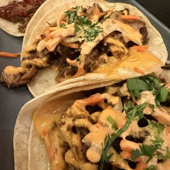 The Peached Tortilla - Taco trio minus the cauliflower one - Asian Fusion Near Me - Cedar Park, Texas The Peached Tortilla - Taco trio minus the cauliflower one - Asian Fusion Near Me - Cedar Park, Texas