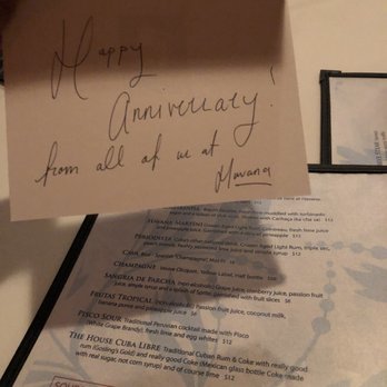 Havana - Anniversary card - Seafood Near Me - Bar Harbor, Maine