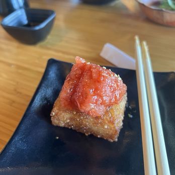Muse Sushi House - spicy tuna crispy rice (half of the other piece) - Sushi Bars Near Me - Laguna Niguel, California