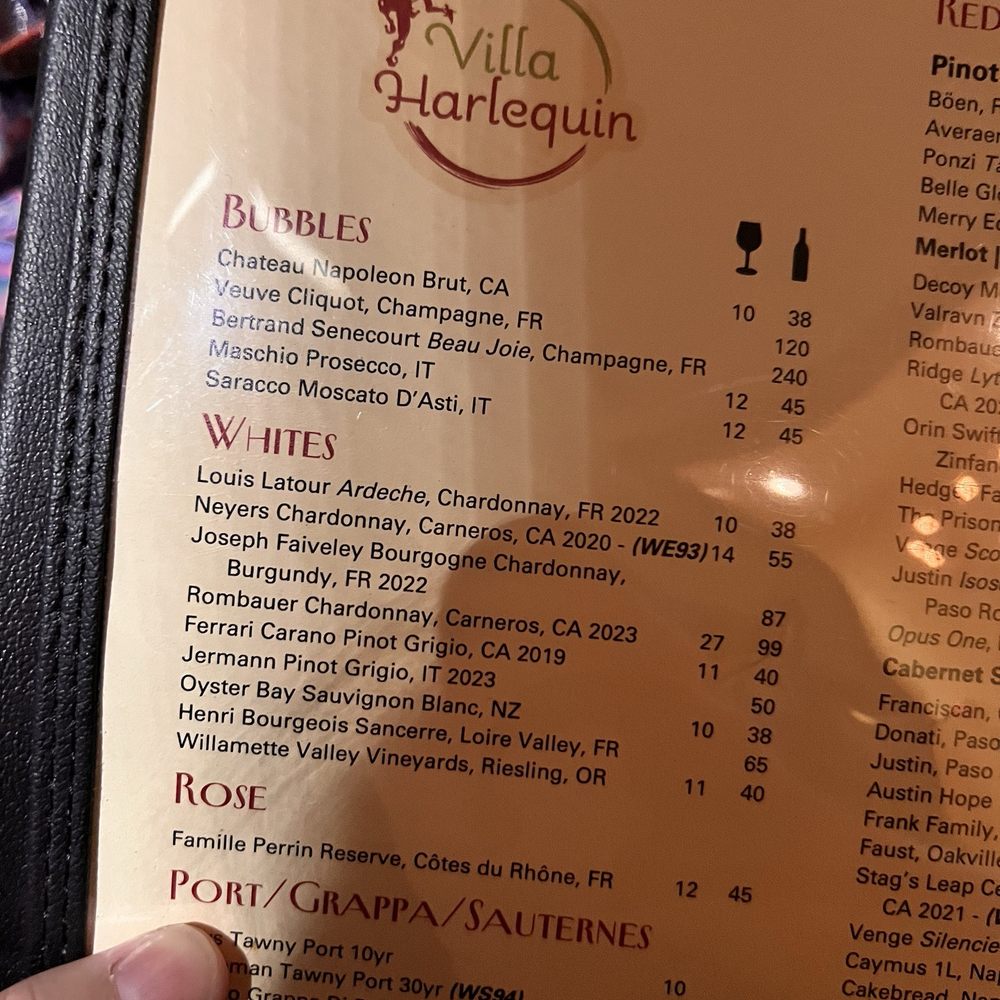 Villa Harlequin | Italian - Wine menu - Italian Near Me - Lake Charles, Louisiana Villa Harlequin | Italian - Wine menu - Italian Near Me - Lake Charles, Louisiana