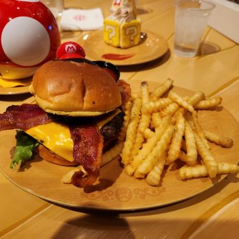 Toadstool Cafe - Mario Burger (Bacon, Mushroom, Cheese) - Cafes Near Me - Universal City, California Toadstool Cafe - Mario Burger (Bacon, Mushroom, Cheese) - Cafes Near Me - Universal City, California