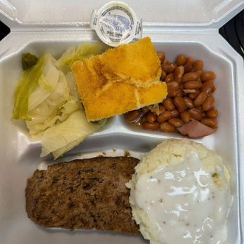 Gina's Place - Very bland meatloaf, undercooked and unseasoned cabbage, from the bag tasting potatoes and gravy with a side of crunchy beans. - Breakfast & Brunch Near Me - Jonesboro, Arkansas Gina's Place - Very bland meatloaf, undercooked and unseasoned cabbage, from the bag tasting potatoes and gravy with a side of crunchy beans. - Breakfast & Brunch Near Me - Jonesboro, Arkansas