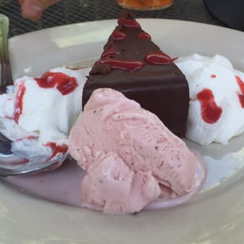 Local Eatery & Pub - Chocolate torte with strawberry ice cream - Pubs Near Me - Westfield, Indiana