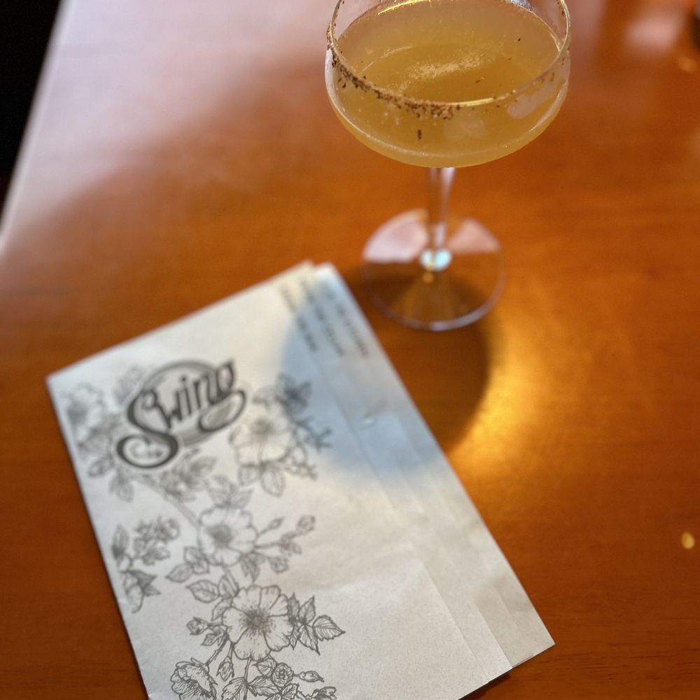 Swing Wine Bar & Cafe - a cocktail in a coupe glass - New American Near Me - Olympia, Washington Swing Wine Bar & Cafe - a cocktail in a coupe glass - New American Near Me - Olympia, Washington