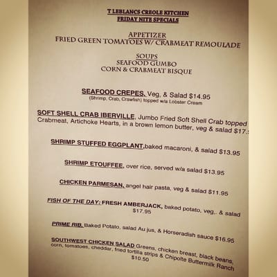 Menu photo 2 T Leblanc's Creole Kitchen Slidell, LA Menu photo 2 T Leblanc's Creole Kitchen Slidell, LA