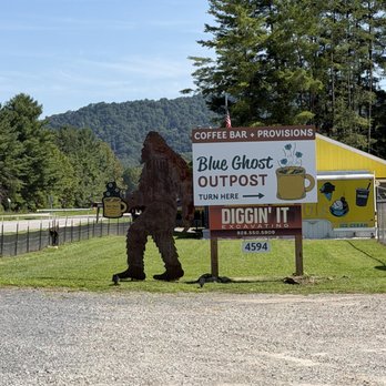 Blue Ghost Outpost - Outside sign - Coffee & Tea Near Me - Waynesville, North Carolina