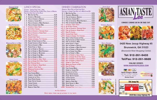 Menu photo 2 Asian Taste Lee Brunswick, GA Menu photo 2 Asian Taste Lee Brunswick, GA