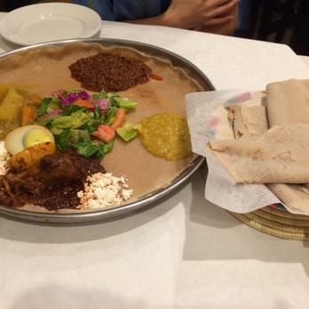 Demera - Messob platter and bread - Ethiopian Near Me - Chicago, Illinois
