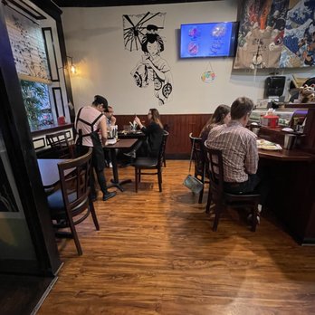 Torai Sushi - View of the available tables on the left and the sushi bar on the right. The entrance is in the foreground on the left. - Sushi Bars Near Me - Washington, DC, District of Columbia