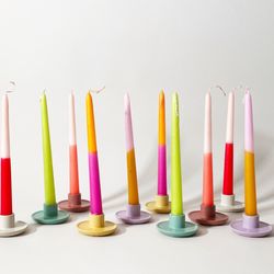 Make your candles shine even brighter with bold tapers from Cometa Home and concrete candleholders from Ebb & Flow!