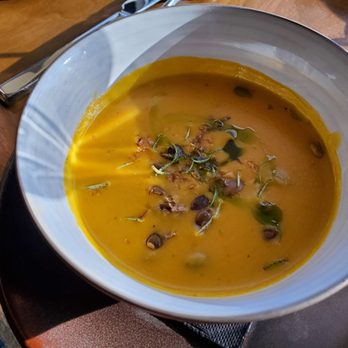 Highlands - Squash and Coconut soup with lemongrass and pine nuts, was very good. - New American Near Me - Detroit, Michigan