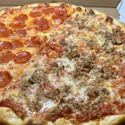 New Hop Brook Pizza - Large half pepperoni, half sausage.