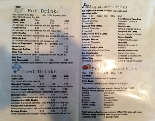 Menu photo 6 Plateau Espresso Alamogordo, NM