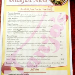 Tanja's Cafe & Restaurant - Breakfast Menu