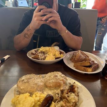 Honeybear Cafe - Chilaquiles Rojos and a side of Churro French Toast - Breakfast & Brunch Near Me - Chicago, Illinois