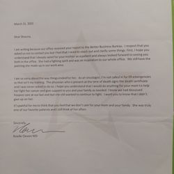 Texas Oncology - She contacted me even though she knew exactly why I wrote my review.