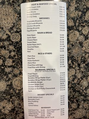 Menu photo 2 Raj Mahal Indian Restaurant Canton, GA