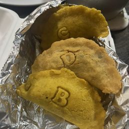 Beef and Potato, Chicken, and "Domino" (Bean and Cheese) empanadas!!