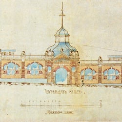 Weinmanufaktur Untertürkheim - Orginial-Bauzeichnung der Weinmanufaktur Untertürkheim von Baumeisters Lussers. Beeindruckende 330 000 Goldmark wurden damals