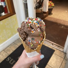 Chocolate brownie waffle cone