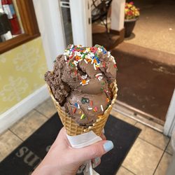 Kilwins Ice Cream - Chocolate - Fudge - Chocolate brownie waffle cone