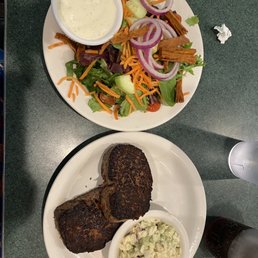 Meatloaf. I had gravy on the side and salad. Meatloaf. I had gravy on the side and salad.
