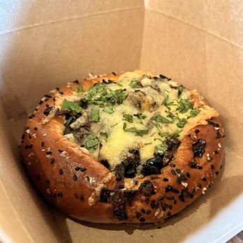 ALTA Bakery & Cafe - Mushrooms, onion , ricotta, basil on an everything soft pretzel - Cafes Near Me - Monterey, California ALTA Bakery & Cafe - Mushrooms, onion , ricotta, basil on an everything soft pretzel - Cafes Near Me - Monterey, California