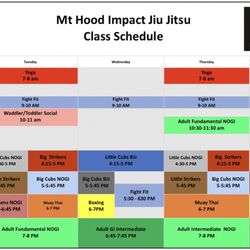 Mt Hood Impact Jiu Jitsu - Our schedule