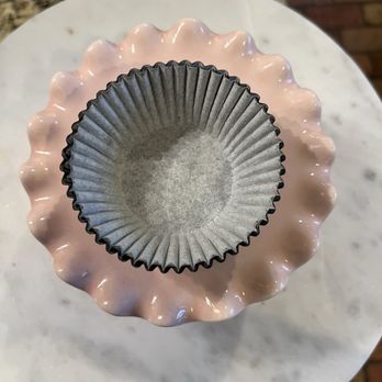 The Nested Fig Home - Top view- advertised with no sizing detail & described as a "pink cake plate". White circle base =normal sized cake plate. - Home Decor Near Me - Greenville, South Carolina The Nested Fig Home - Top view- advertised with no sizing detail & described as a "pink cake plate". White circle base =normal sized cake plate. - Home Decor Near Me - Greenville, South Carolina