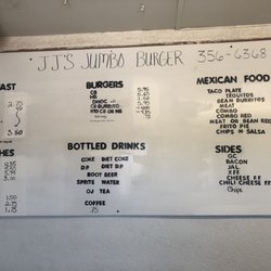 J J's Jumbo Burgers - Menu
