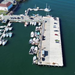 Eastport Charter - View from the south, boat is located on the smaller north side dock at 12 o'clock