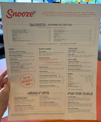 Menu photo 1 Snooze, an A.M. Eatery Houston, TX Menu photo 1 Snooze, an A.M. Eatery Houston, TX