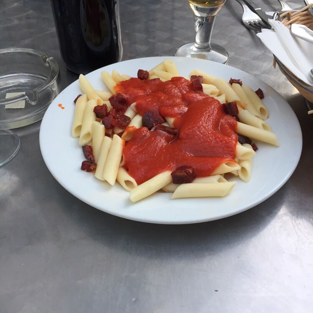 Agua Y Vida Bar - Penne pasta with Chorizo and Tomato Sauce - Spanish Near Me - Seville, SE Agua Y Vida Bar - Penne pasta with Chorizo and Tomato Sauce - Spanish Near Me - Seville, SE